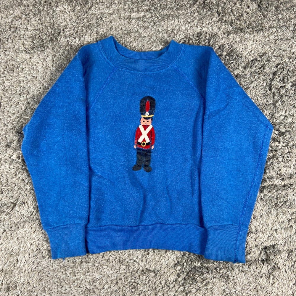 Vintage Tultex Sweatshirt Kids 6 Blue Crewneck Nutcracker Raglan‎ (Fit 3T) USA